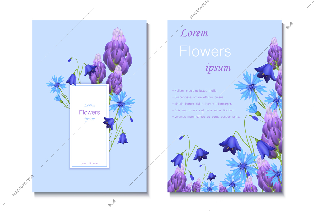 Spring flowers realstic composition with invitation card symbols isolated vector illustration