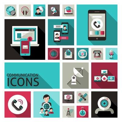 Communication decorative icons set with smartphone computer speech bubbles isolated vector illustration