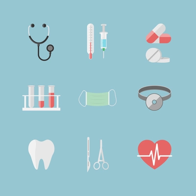 Health care pictograms for hospital website isolated vector illustration