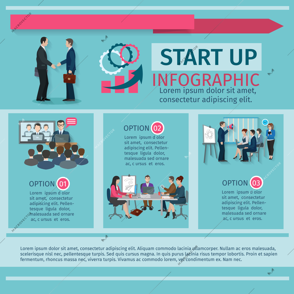 Conference infographics set with business start up symbols vector illustration