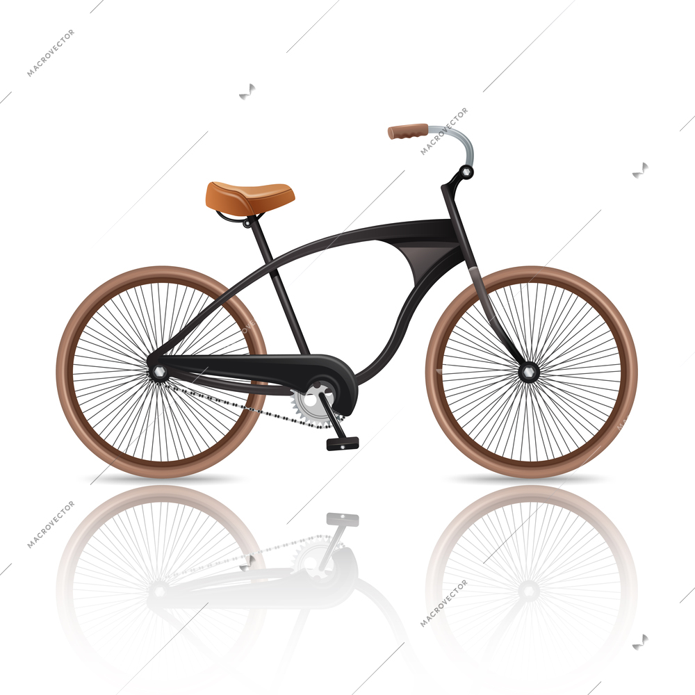 Realistic bicycle retro travel bike isolated on white background vector illustration