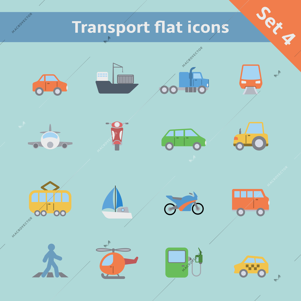 Transportation flat icons set of tanker container tractor gas station isolated vector illustration