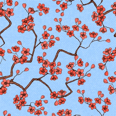 Cherry sakura blossoms seamless pattern background vector illustration