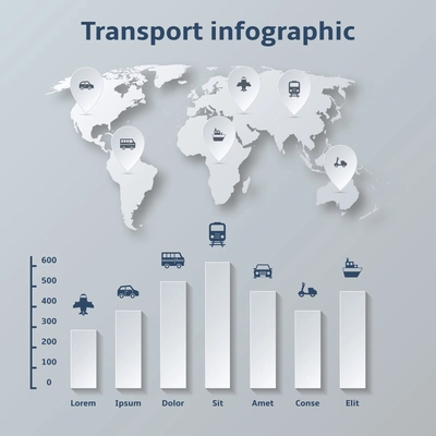 Transport paper infographics elements for presentation report vector illustration