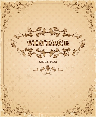 Retro style aged paper ornate nostalgic vintage cover poster decorative design ink sepia abstract vector illustration