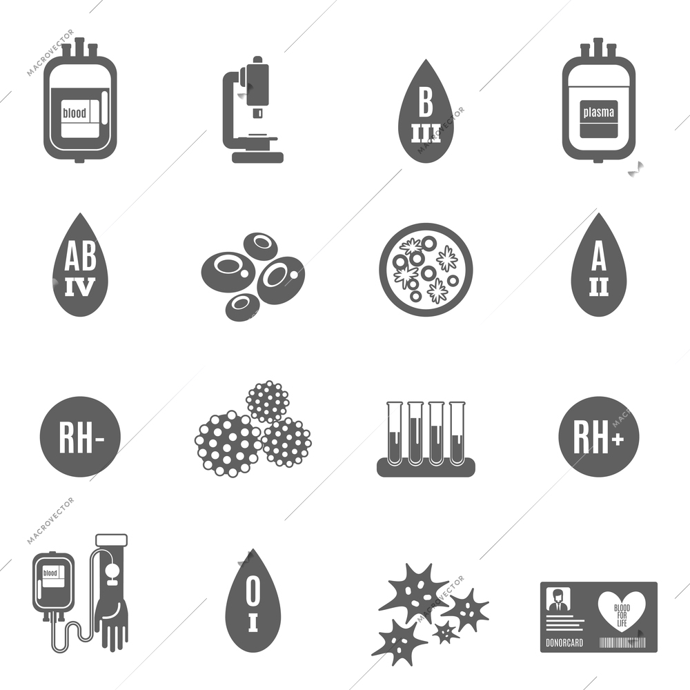 Blood donor health and medicine icon black set isolated vector illustration