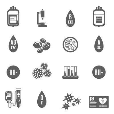 Blood donor health and medicine icon black set isolated vector illustration