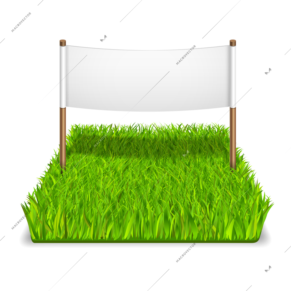 Green grass sign realistic isolated vector illustration