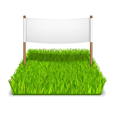 Green grass sign realistic isolated vector illustration