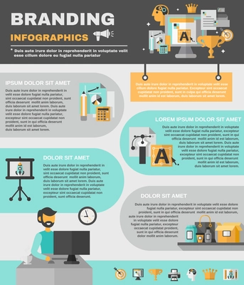 Branding infographics set with designer creative process brainstorm symbols vector illustration