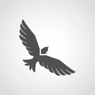 Flying eagle black silhouette flat icon isolated on white background vector illustration