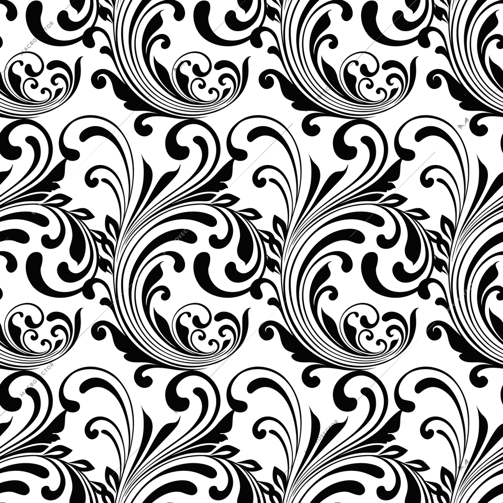 Black and white ornamental seamless pattern background vector illustration