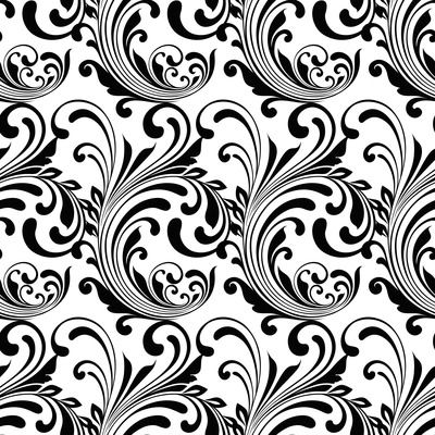Black and white ornamental seamless pattern background vector illustration