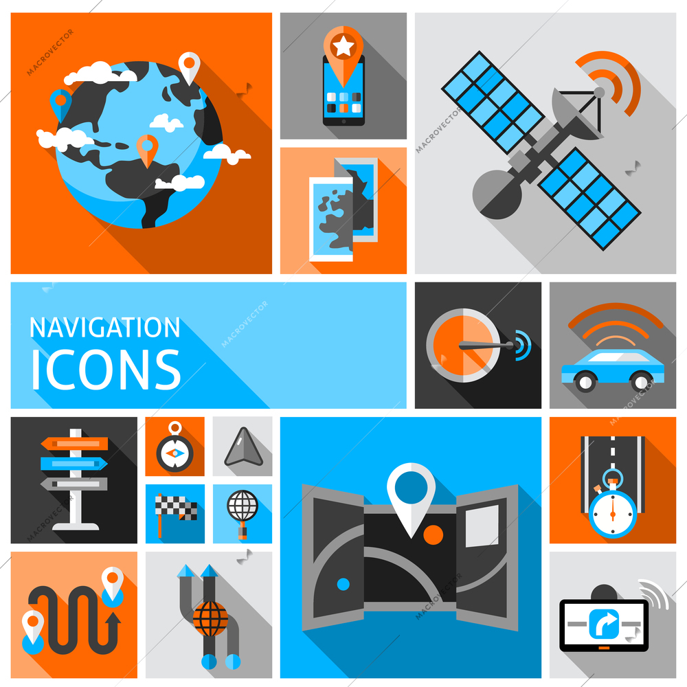 Navigation auto gps traffic system and travel decorative icons set isolated vector illustration