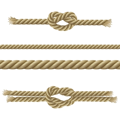 Twisted ropes nodes and sailor knots decorative set isolated vector illustration