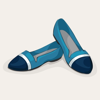 Casual woman's blue ballet flats isolated vector illustration