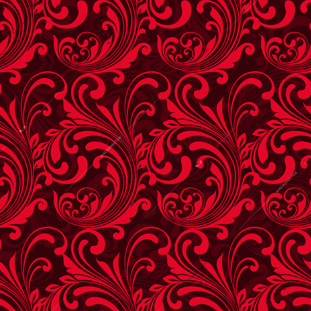 Bright red ornamental seamless pattern background vector illustration