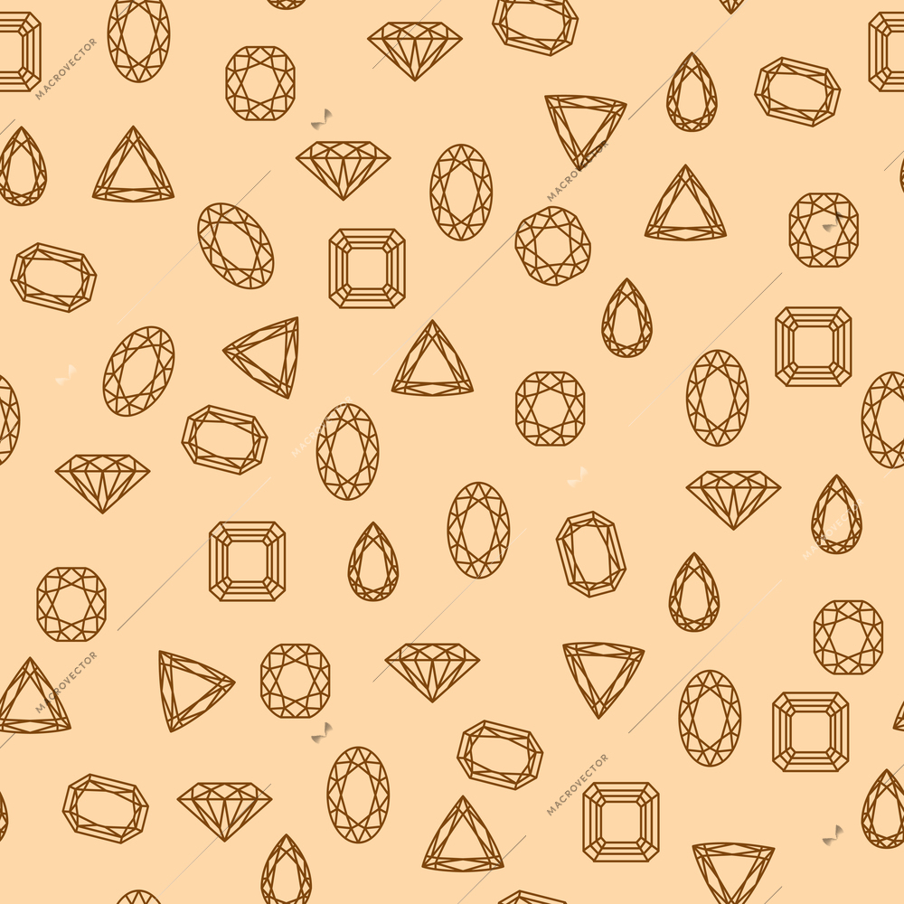 Seamless diamond and jewels on red pattern vector illustration