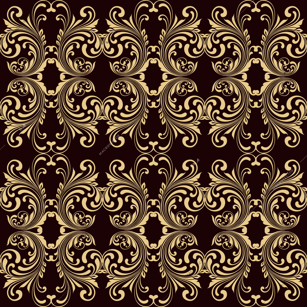 Horizontal yellow on brown ornamental seamless pattern background vector illustration