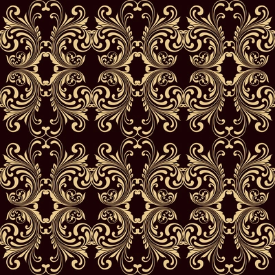 Horizontal yellow on brown ornamental seamless pattern background vector illustration