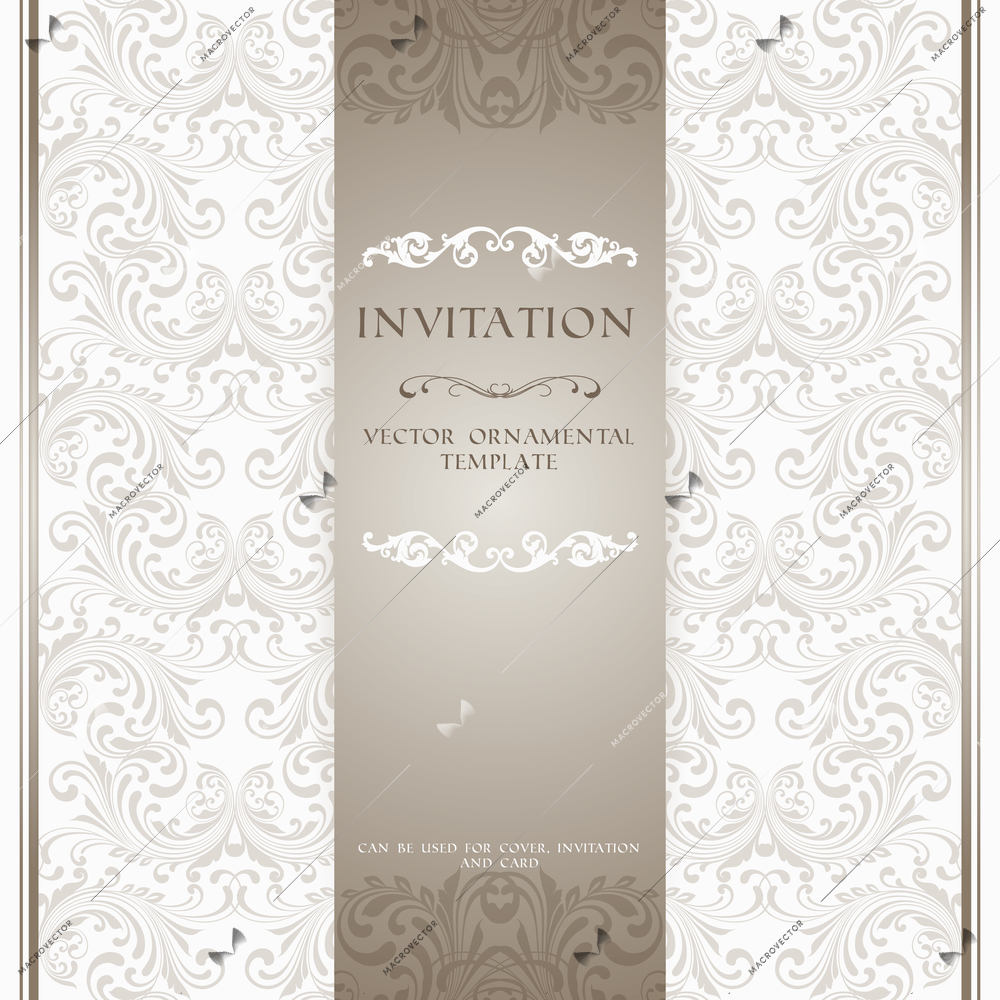 Light beige ornamental pattern invitation card or album cover template vector illustration