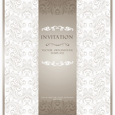 Light beige ornamental pattern invitation card or album cover template vector illustration