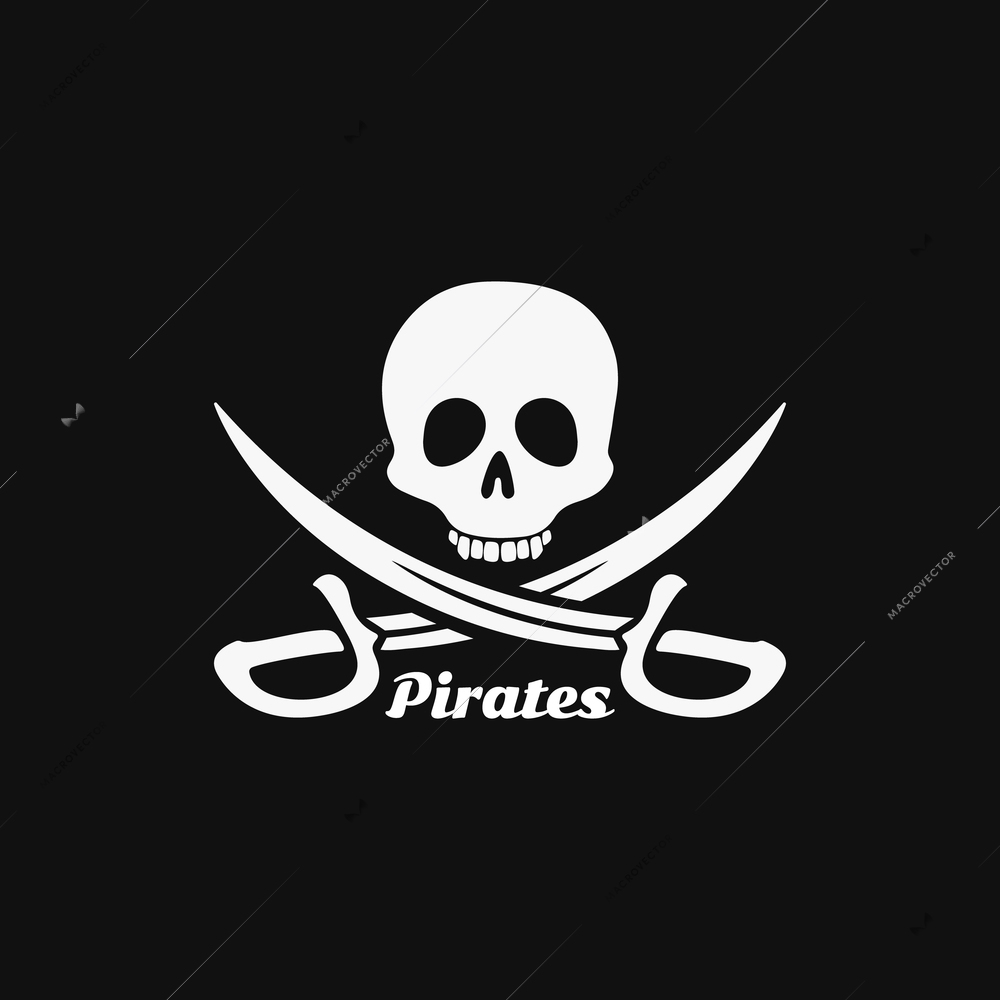Golden age of piracy traditional jolly roger ship flag flown to attack emblem blac abstract vector illustration