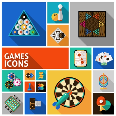 Table and gambling games decorative icons set isolated vector illustration