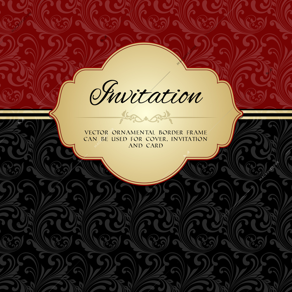 Dark red ornamental pattern invitation card or album cover template vector illustration