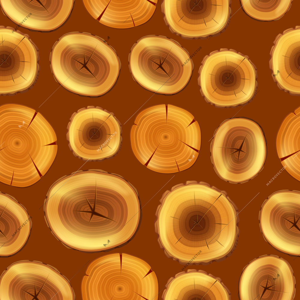 Wood seamless pattern with top view stumps texture vector illustration