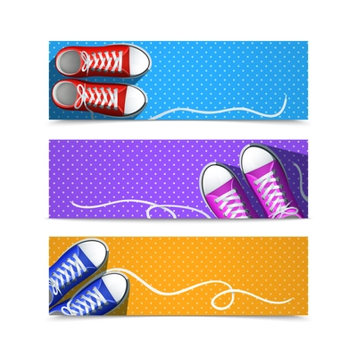 Classic rubber gumshoes hipster accessories horizontal banner set isolated vector illustration