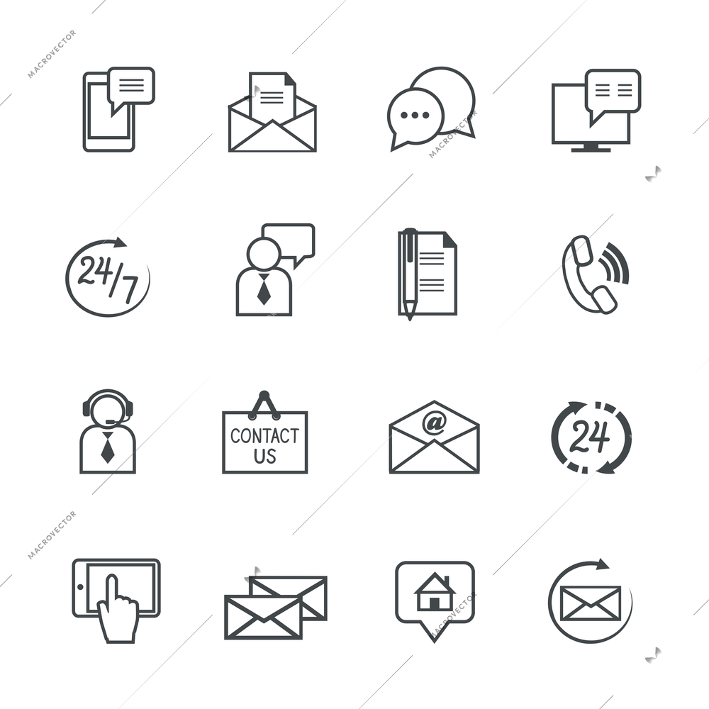 Customer support service contact us pictograms collection isolated vector illustration