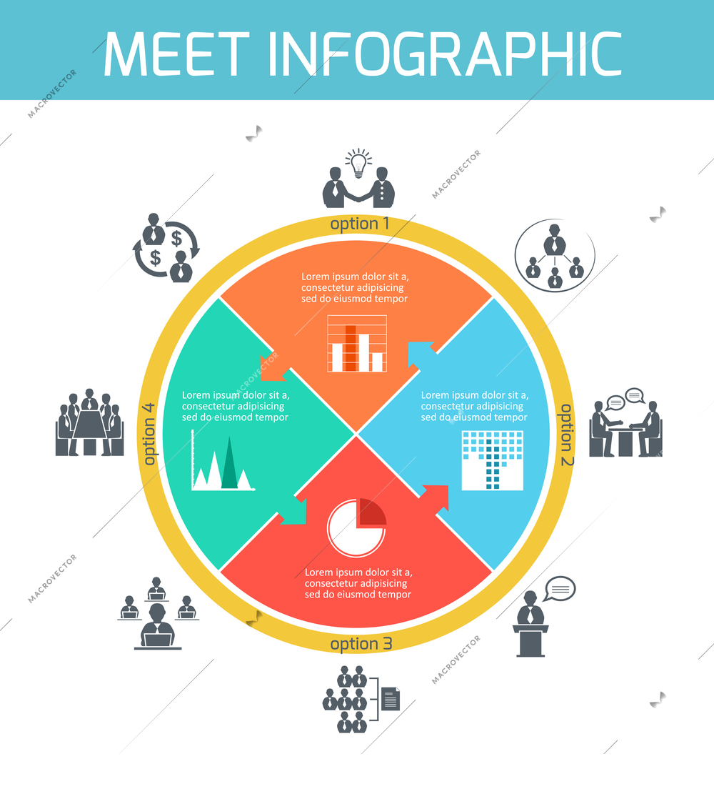 Business meeting puzzle infographics presentation design elements vector illustration