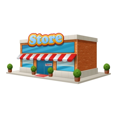 Store grocery shop building isolated on white background vector illustration