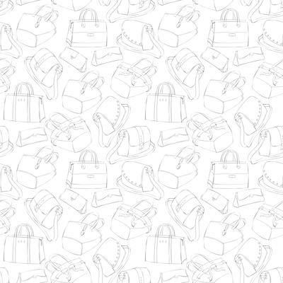 Seamless woman's stylish bags sketch pattern background vector illustration