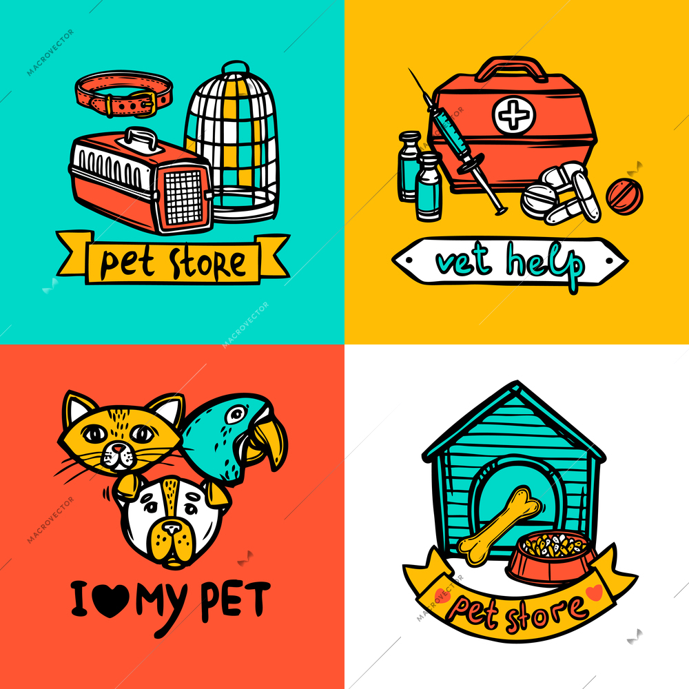 Veterinary design concept with pet store vet help icons sketch set isolated vector illustration