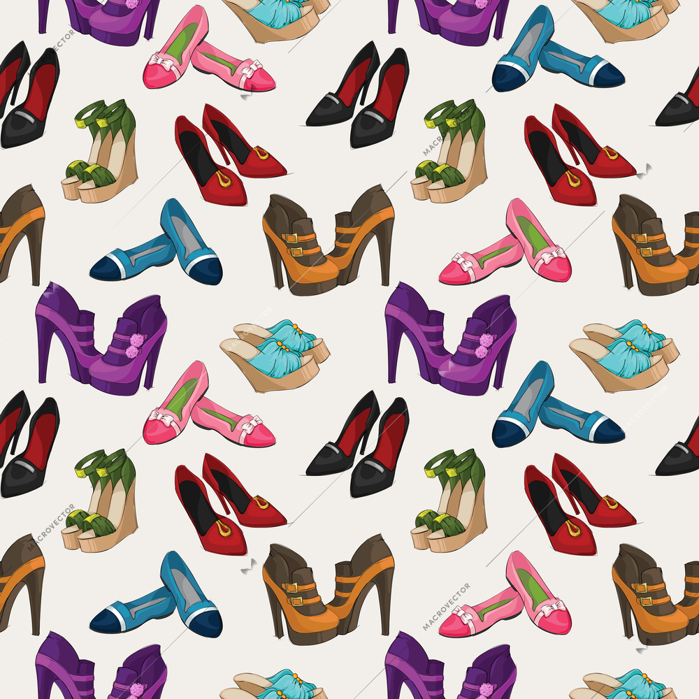 Seamless woman's fashion shoes pattern background vector illustration