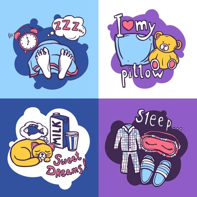 Sleep time design concept set with bedroom and bedtime hand drawn icons isolated vector illustration