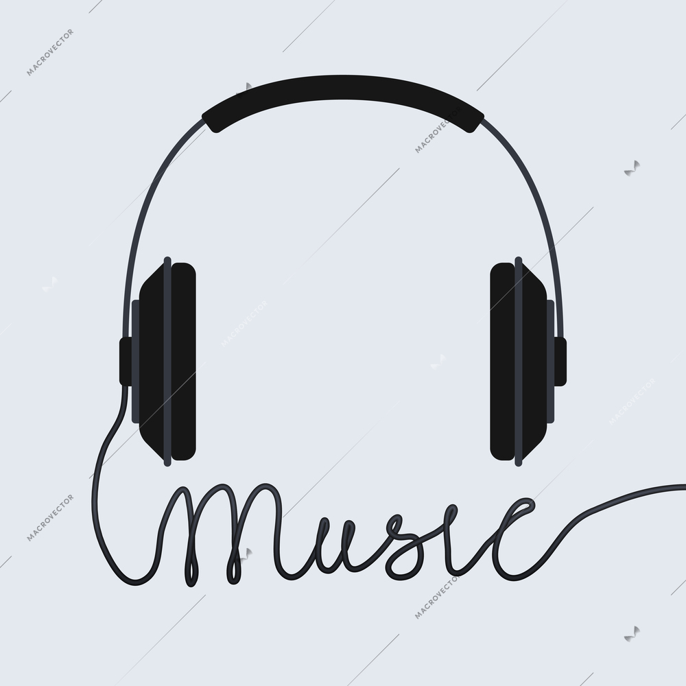 Music headphone icon or poster isolated vector illustration