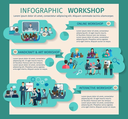 Workshop infographics set with art business and handicraft elements vector illustration