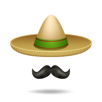 Sombrero and mustache mexican symbols decorative icons set isolated vector illustration