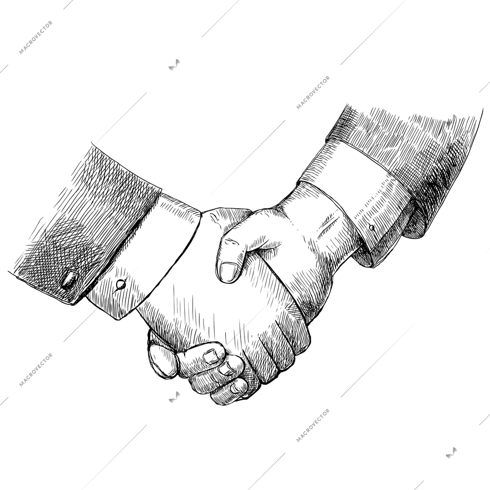 Business handshake successful partnership agreement deal concept isolated vector illustration