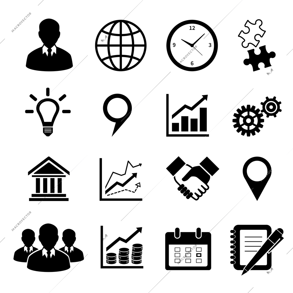 Business icons set and design elements for infographics presentation isolated vector illustration