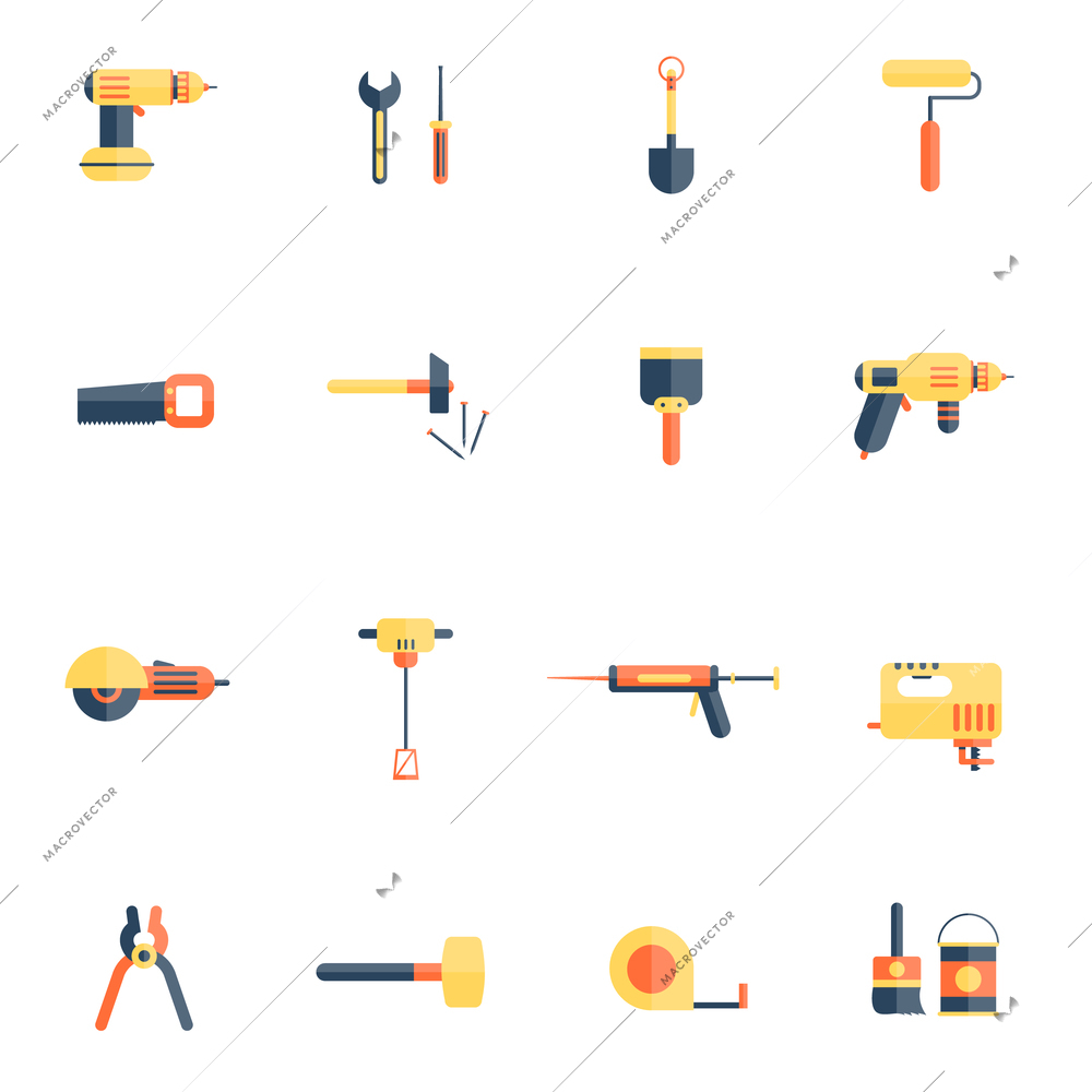 Color tools for repair and home improvement in pastel color vector illustration