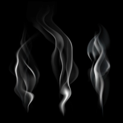 Smooth realistic smoke flowing wave on dark background vector illustration