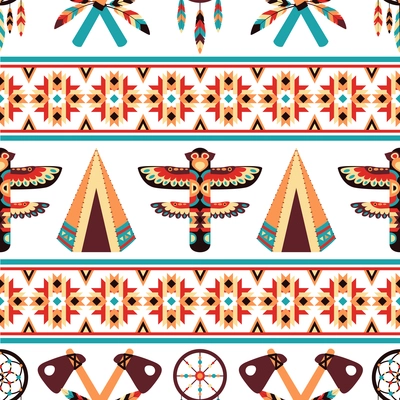 Decorative american indian ethnic border tapestry embroidery or interior scene appearance traditional native design abstract vector illustration