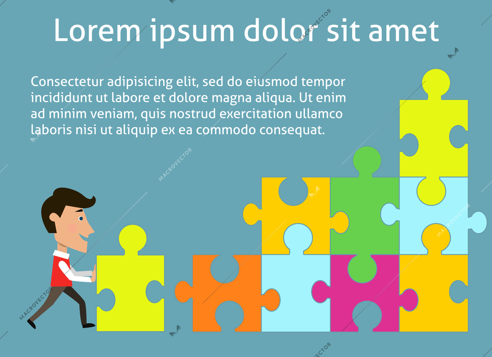 Business teamwork concept organized group of people solving puzzle vector illustration