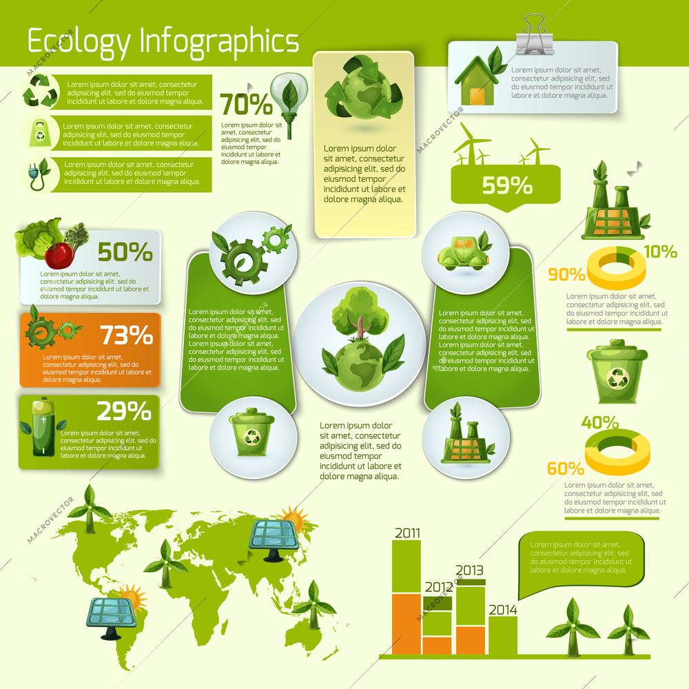 Green ecology and bio with leafs infographics vector illustration