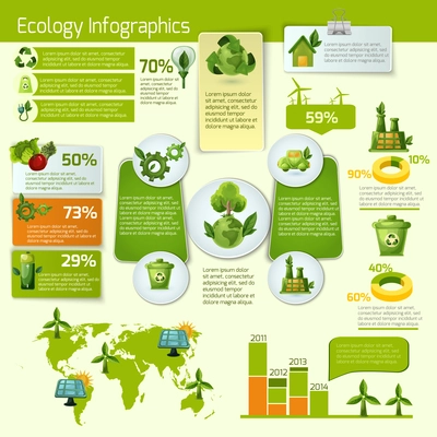 Green ecology and bio with leafs infographics vector illustration