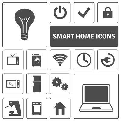 Smart home decorative icons set with automation electronics control symbols  isolated vector illustration